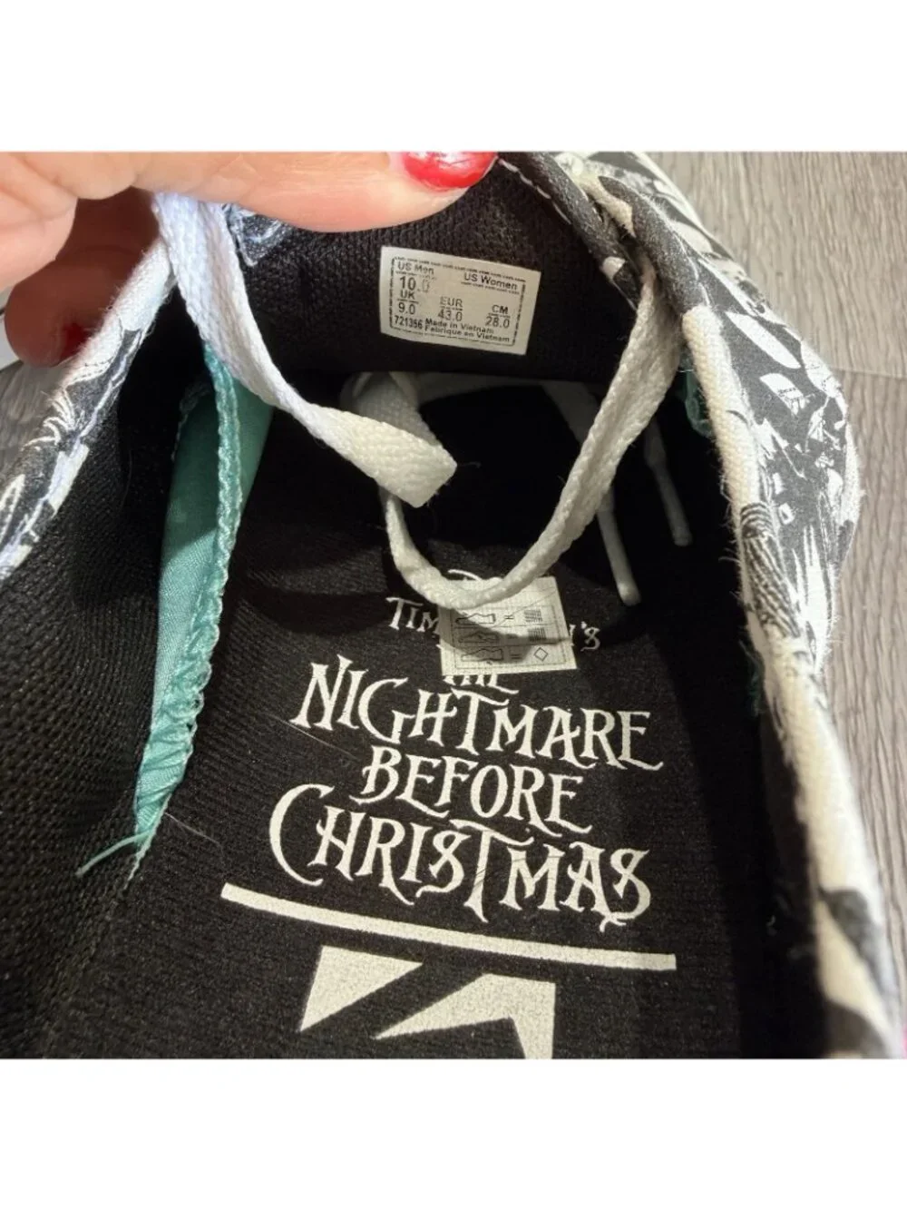 Vans Nightmare Before Xmas Mens 10 Black White Comfy Cush Lace Up Sneaker Shoes